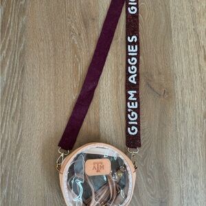 Clear Crossbody Bag with Maroon Strap